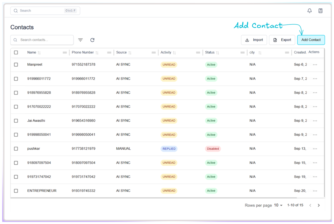 Add Contact Button