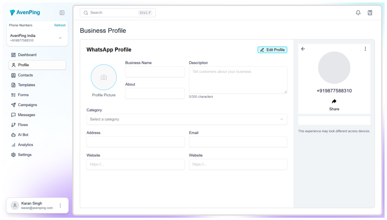 Step 2 - Open Profile